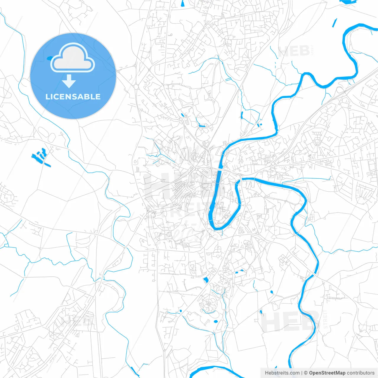 Durham, England bright two-toned vector map