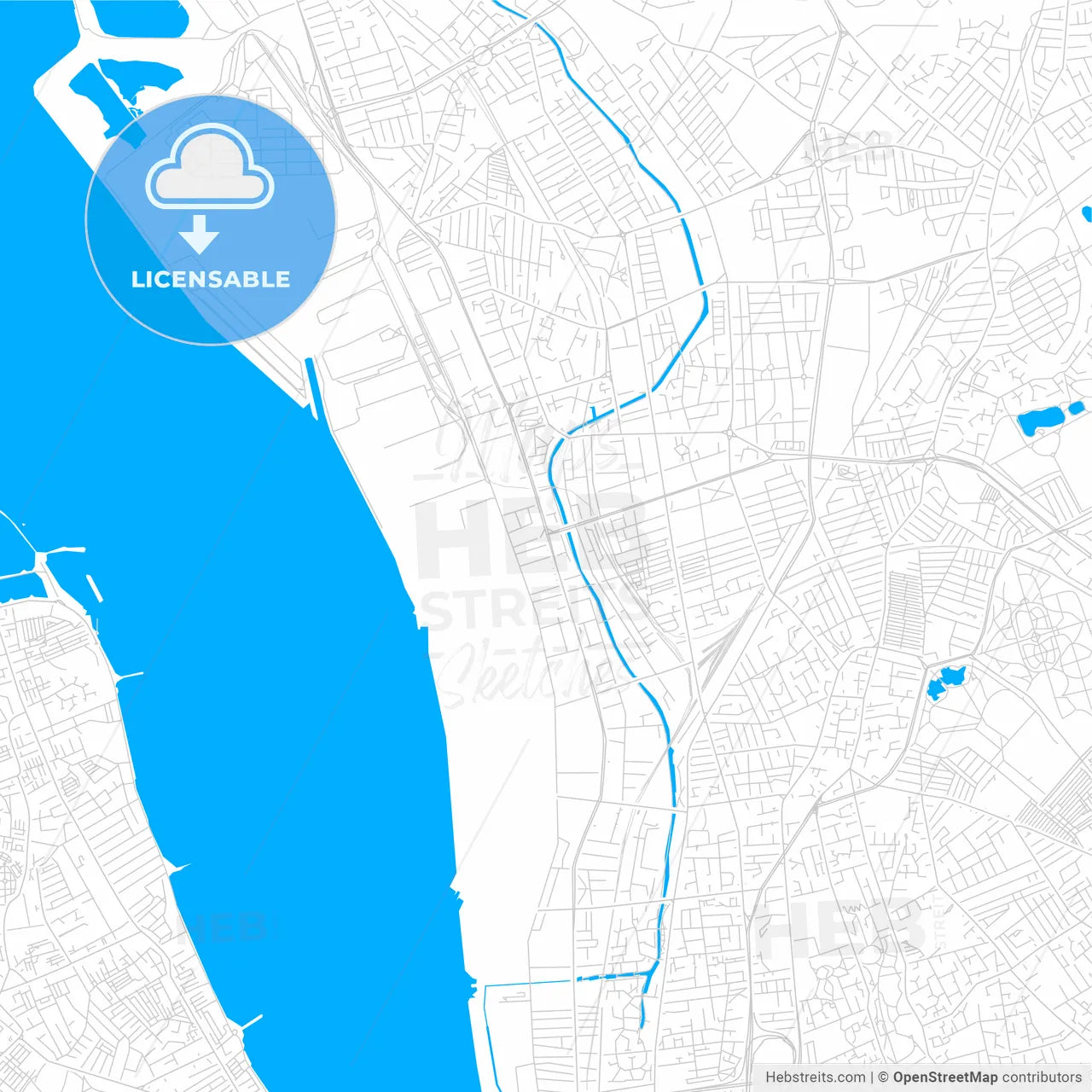 Bootle, England bright two-toned vector map