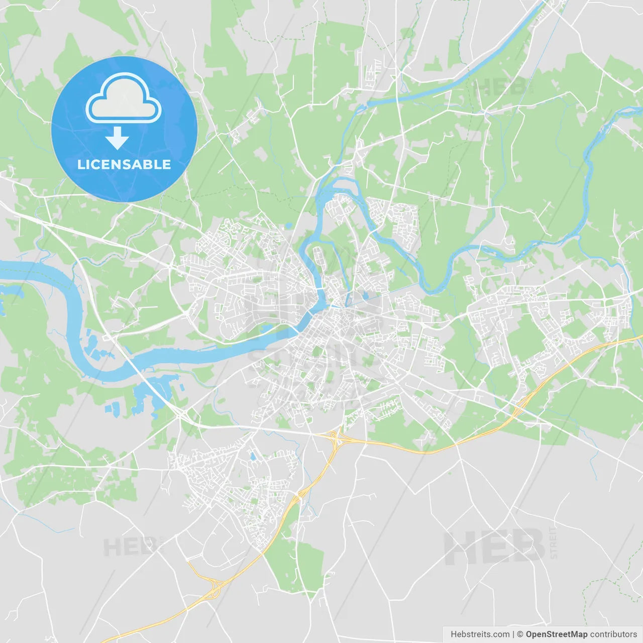 Limerick, Ireland printable street map