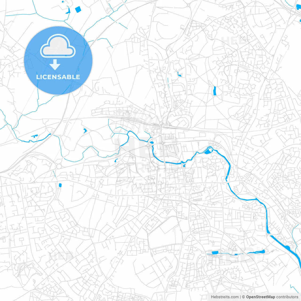 Colchester, England bright two-toned vector map