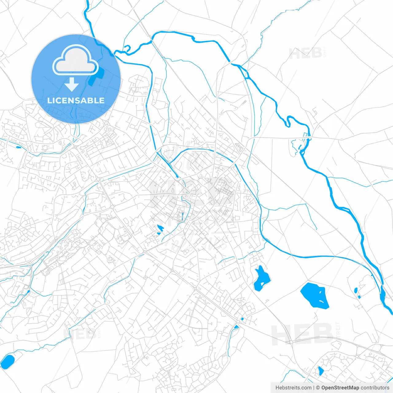 Loughborough, England bright two-toned vector map