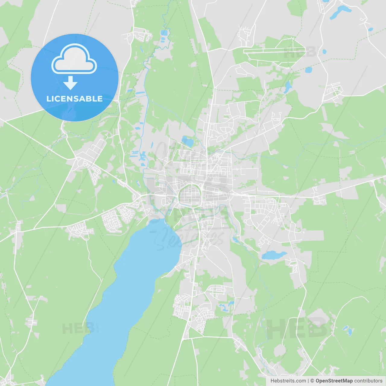 Neubrandenburg, Germany printable street map