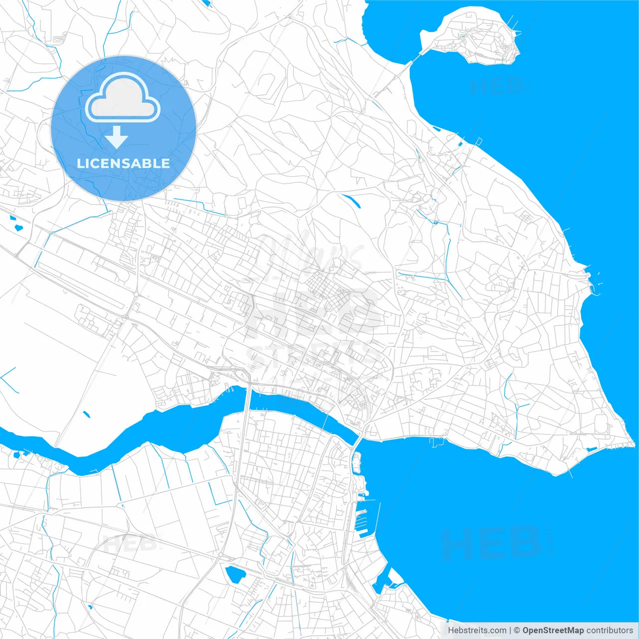 Konstanz, Germany bright two-toned vector map