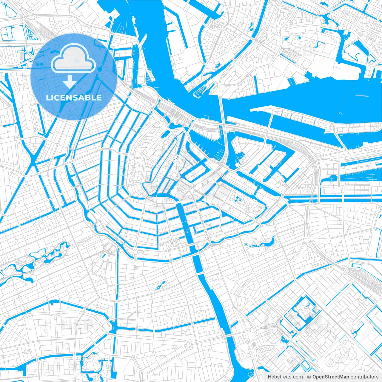 Amsterdam, Netherlands bright two-toned vector map