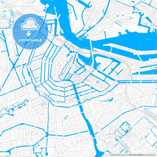 Amsterdam, Netherlands bright two-toned vector map