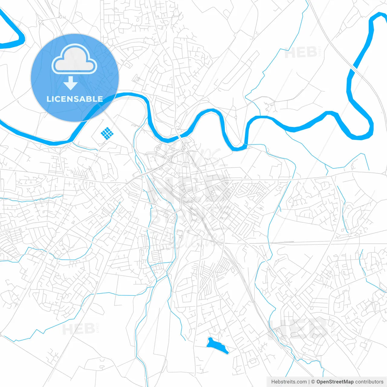 Carlisle, England bright two-toned vector map