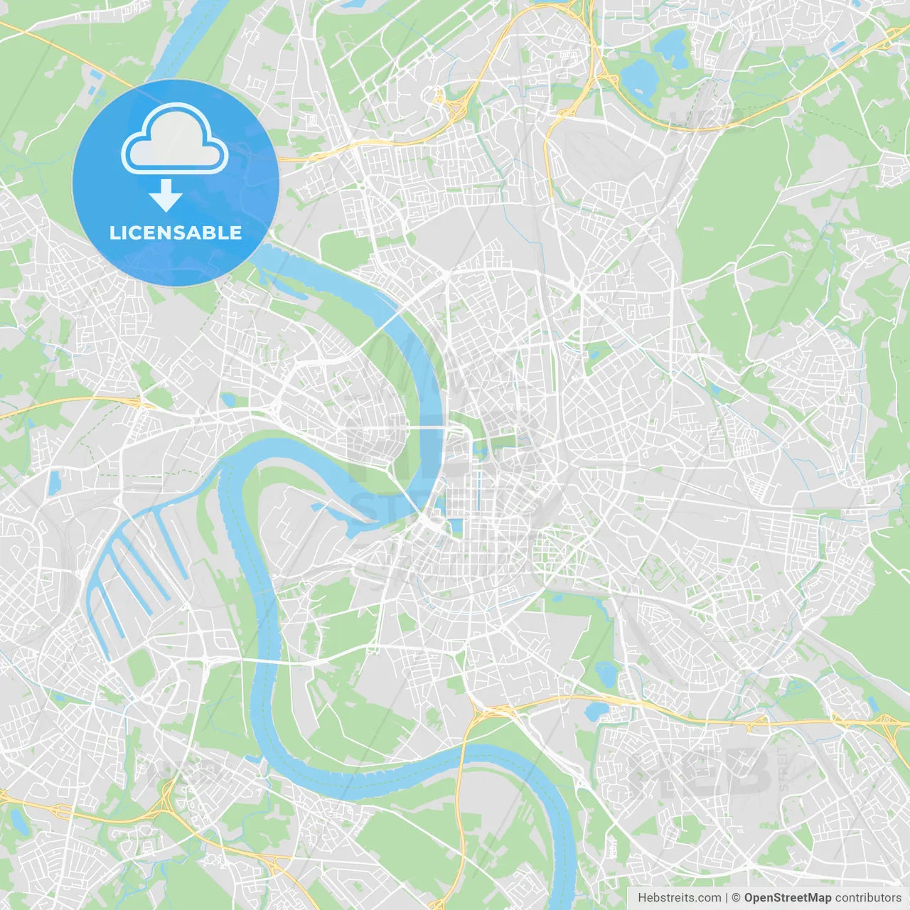 Dusseldorf, Germany printable street map