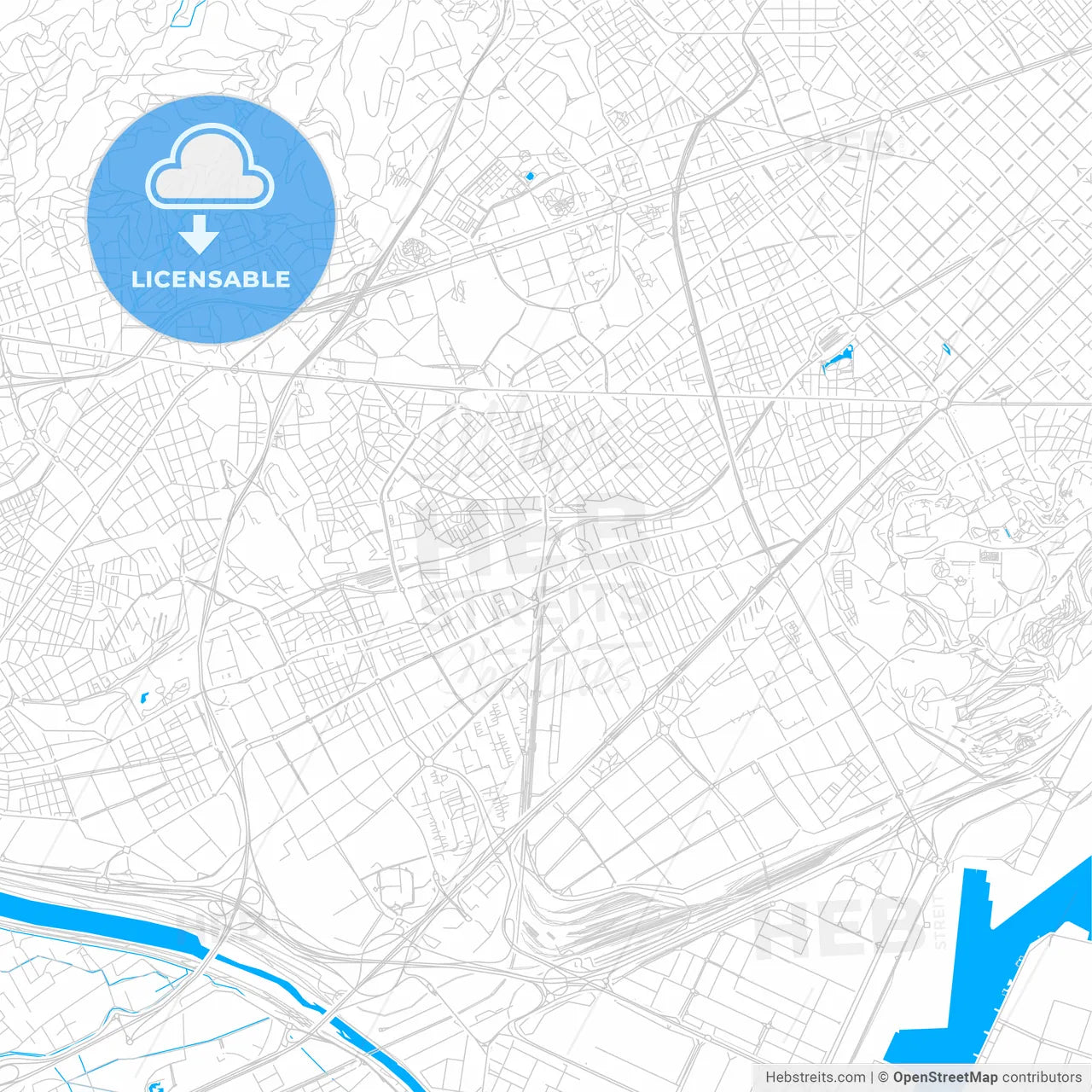 L Hospitalet de Llobregat, Spain bright two-toned vector map