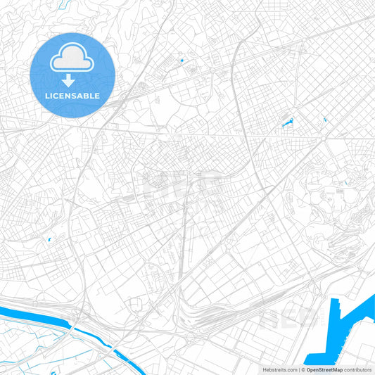 L Hospitalet de Llobregat, Spain bright two-toned vector map