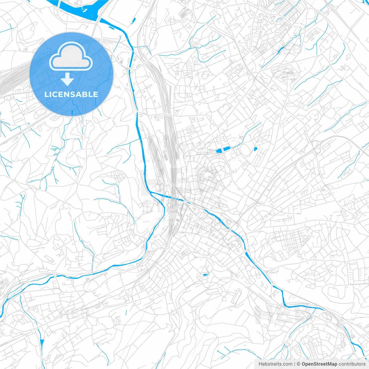 Hagen, Germany bright two-toned vector map