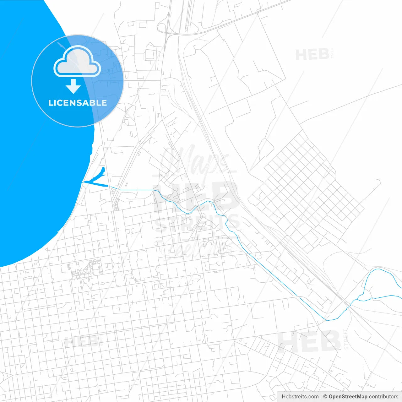 Kokshetau, Kazakhstan bright two-toned vector map