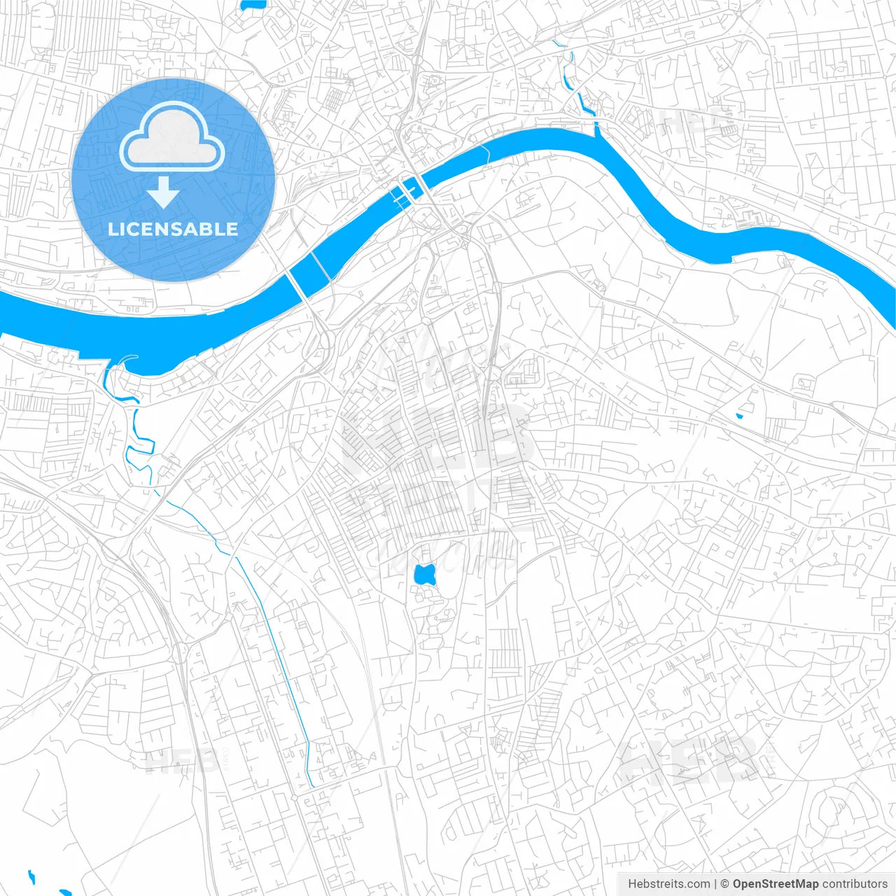 Gateshead, England bright two-toned vector map
