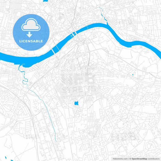 Gateshead, England bright two-toned vector map