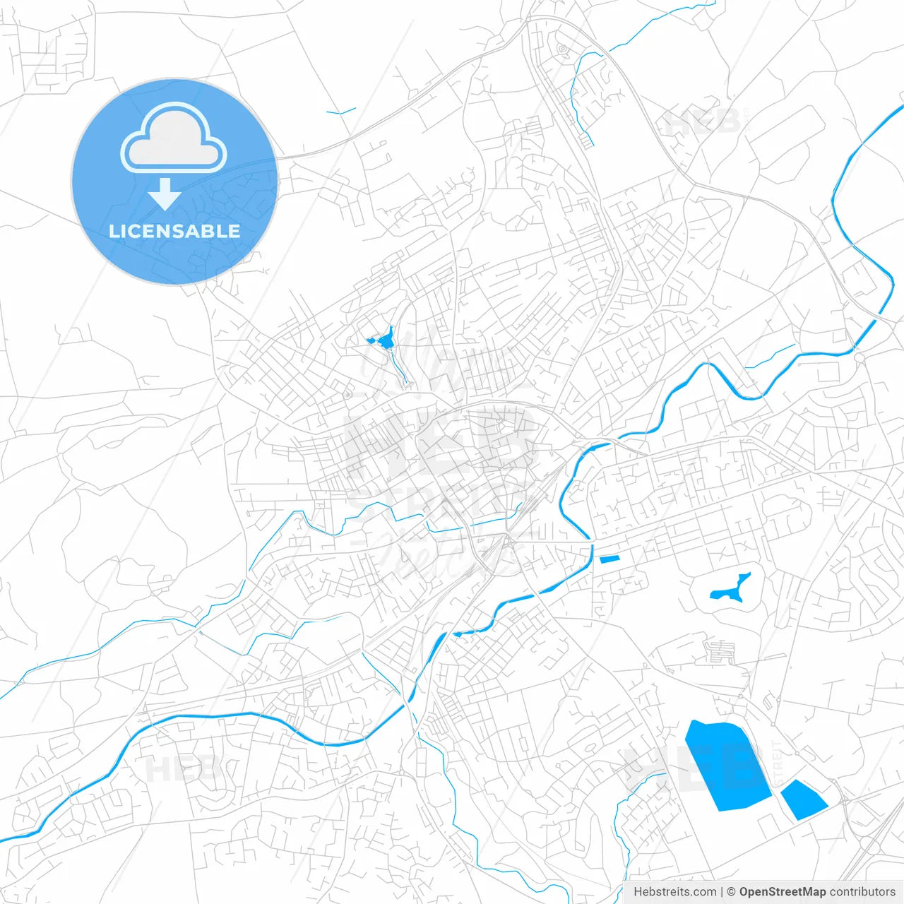 Blackburn, England bright two-toned vector map