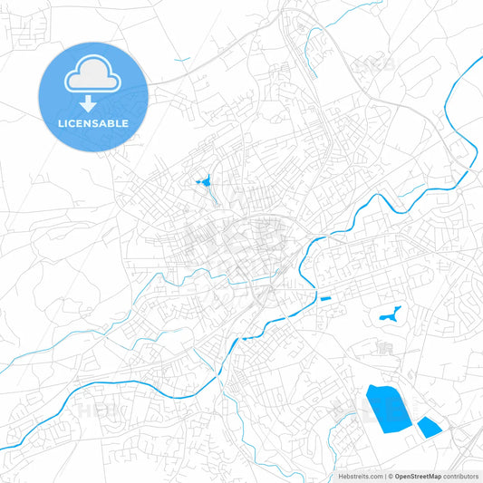 Blackburn, England bright two-toned vector map