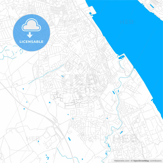 Bebington, England bright two-toned vector map