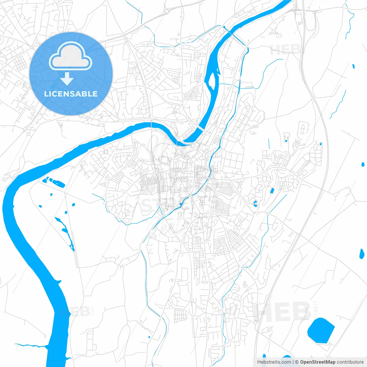 Lancaster, England bright two-toned vector map