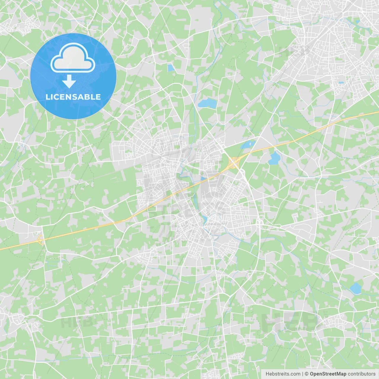 Rheda-Wiedenbruck, Germany printable street map