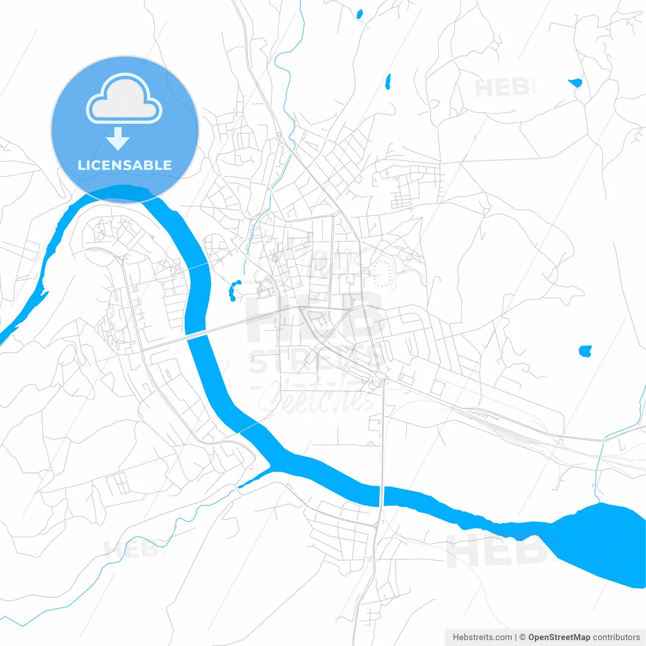 Kardzhali, Bulgaria bright two-toned vector map