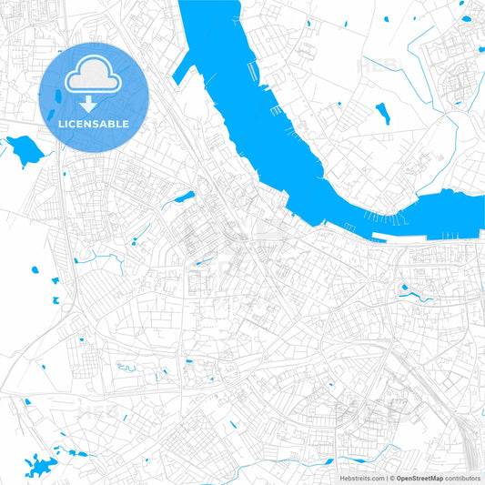 Rostock, Germany bright two-toned vector map