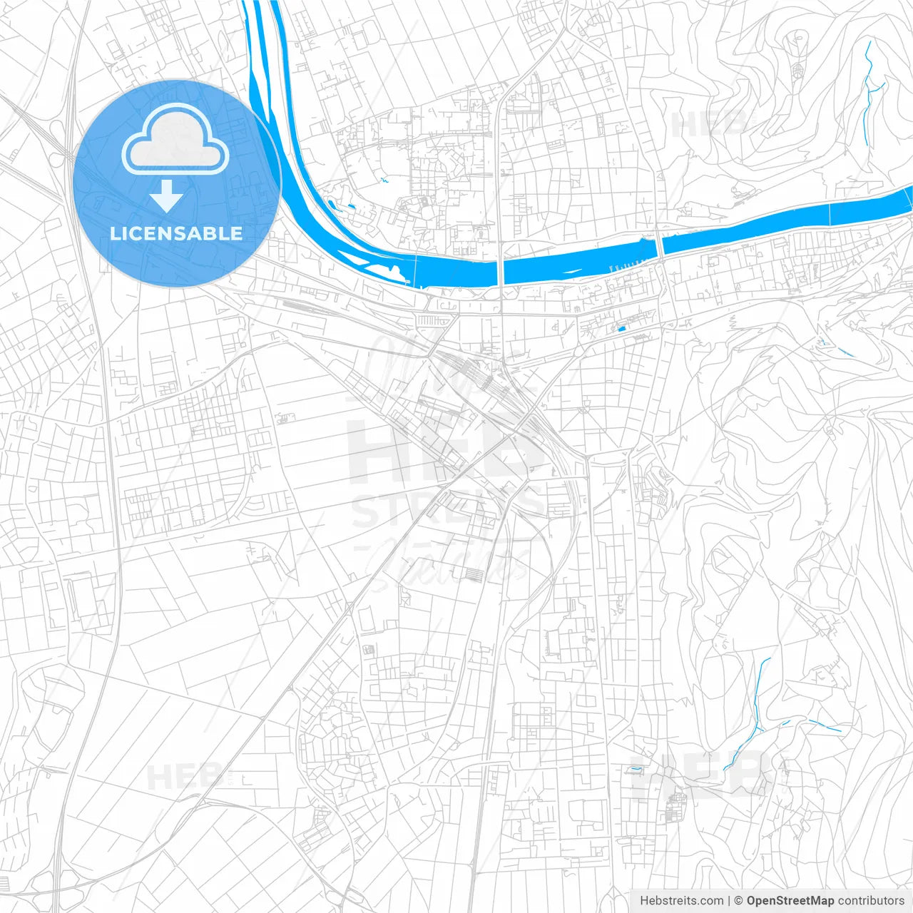 Heidelberg, Germany bright two-toned vector map
