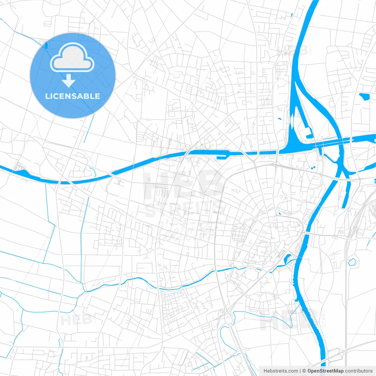 Minden, Germany bright two-toned vector map