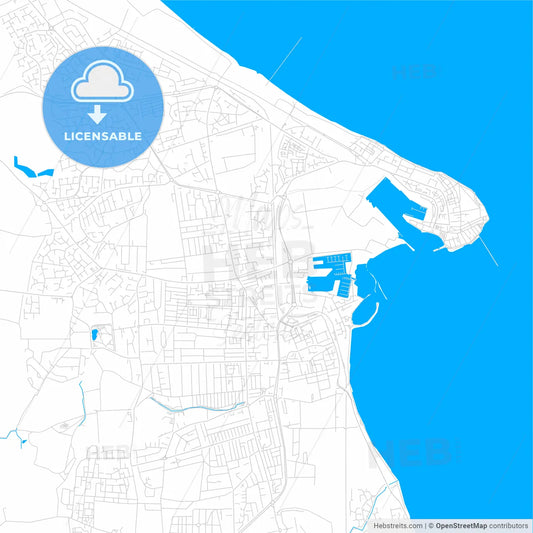 Hartlepool, England bright two-toned vector map