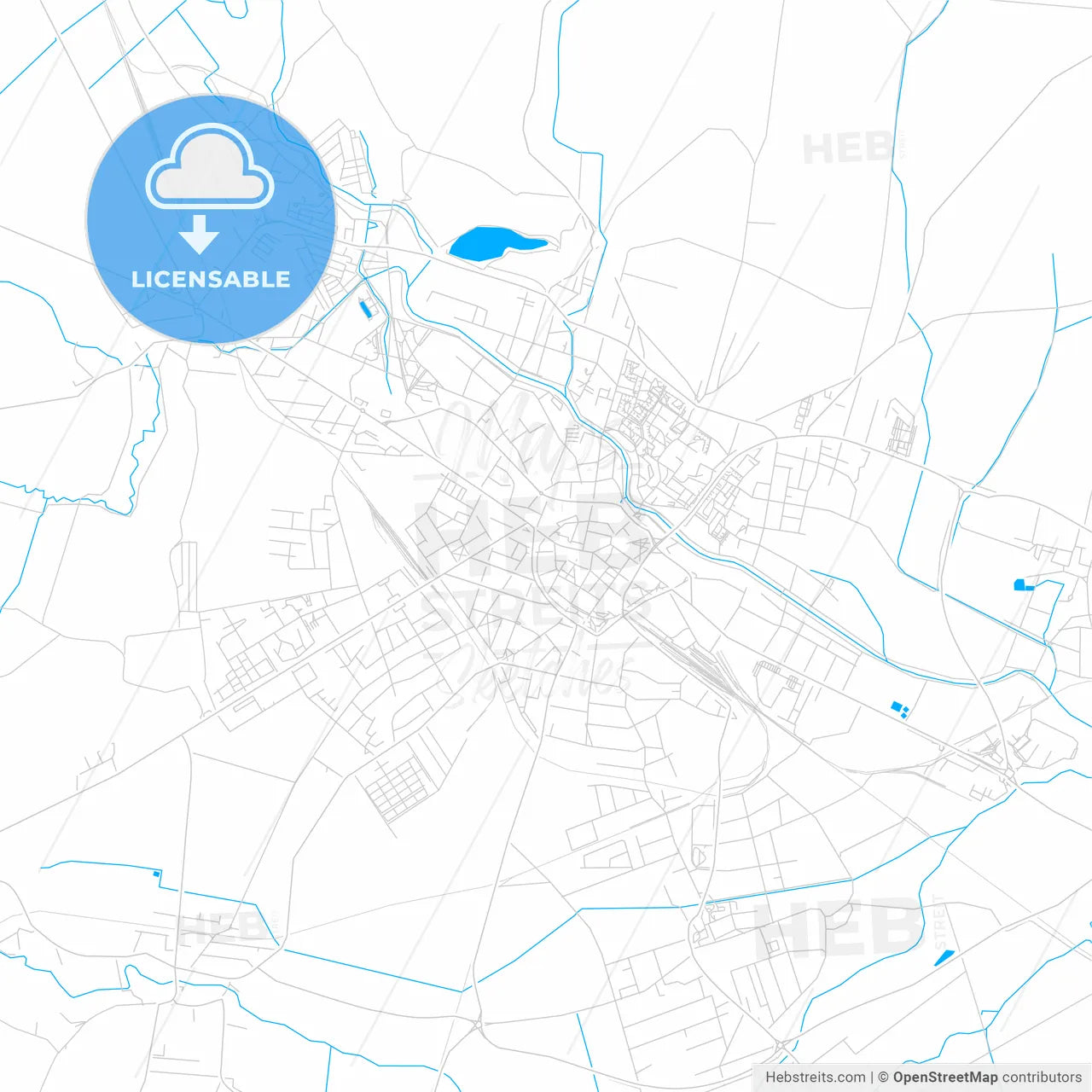 Opava, Czechia bright two-toned vector map