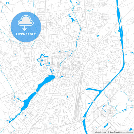 Munster, Germany bright two-toned vector map