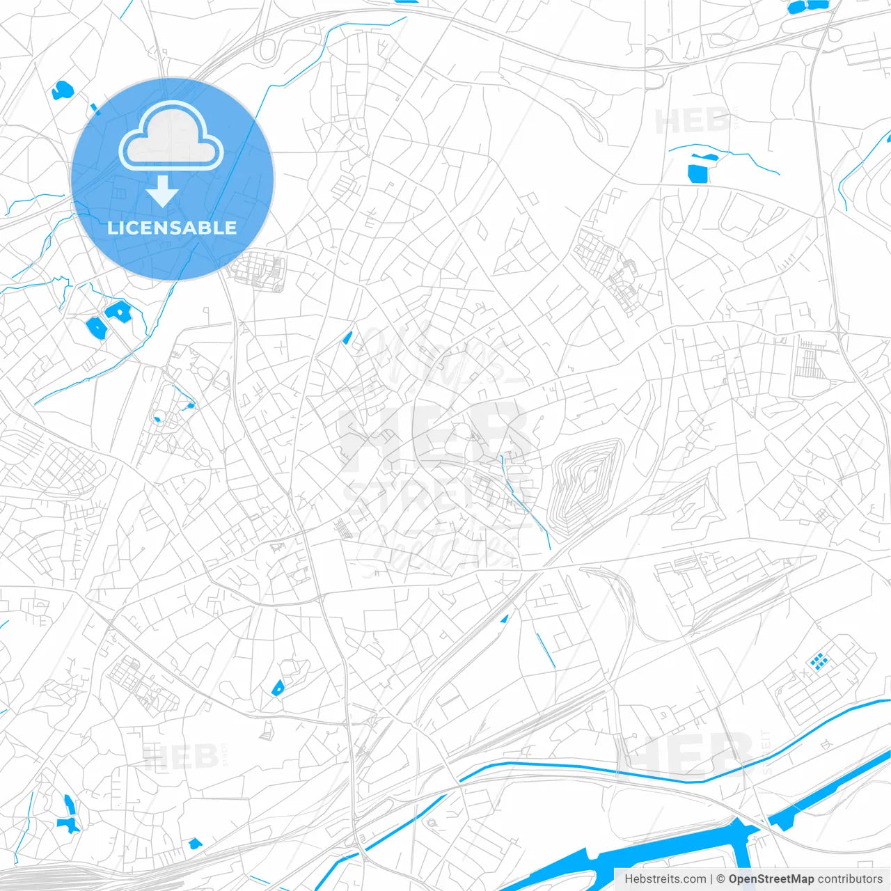 Bottrop, Germany bright two-toned vector map