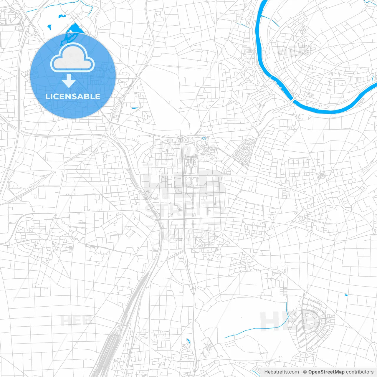Ludwigsburg, Germany bright two-toned vector map