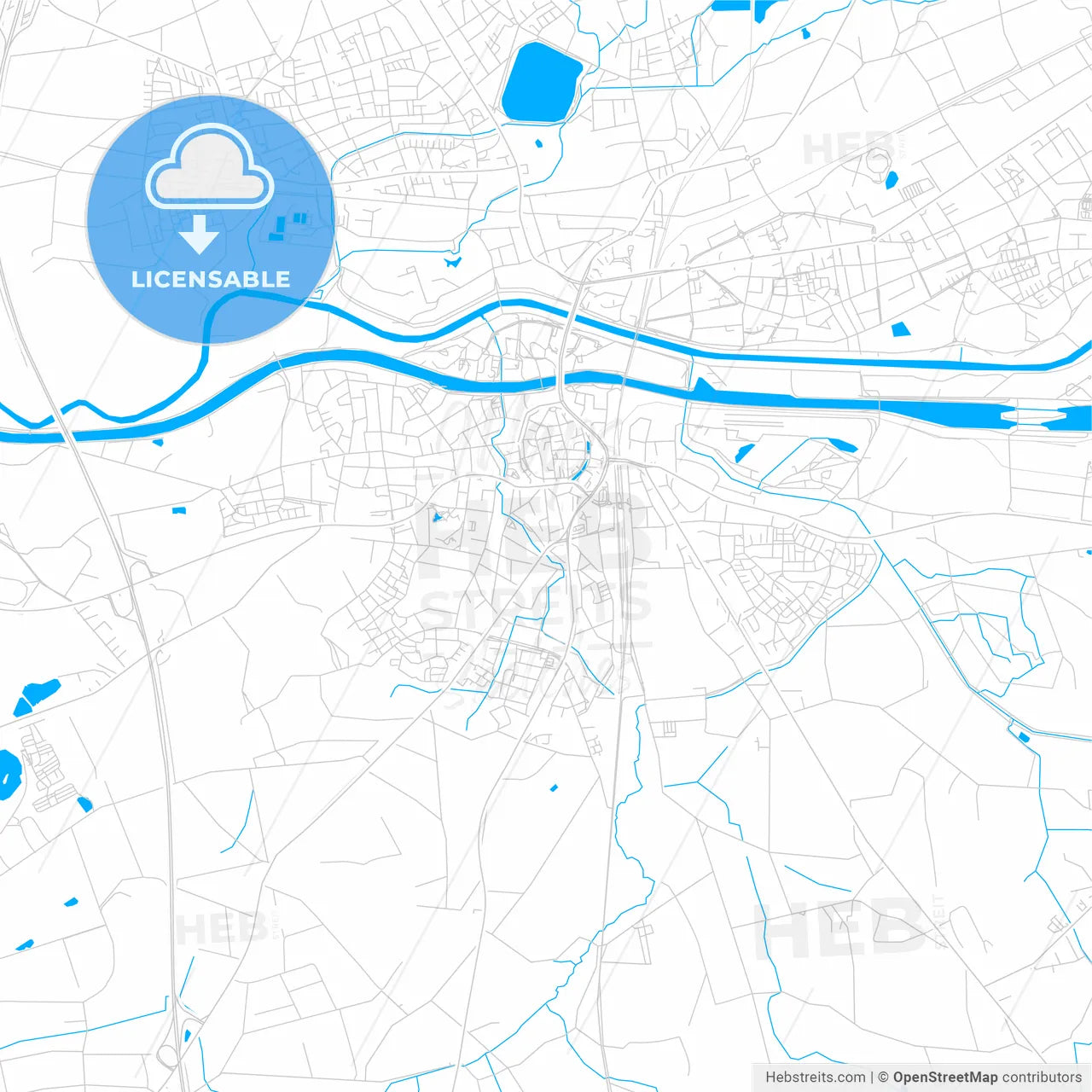 Dorsten, Germany bright two-toned vector map