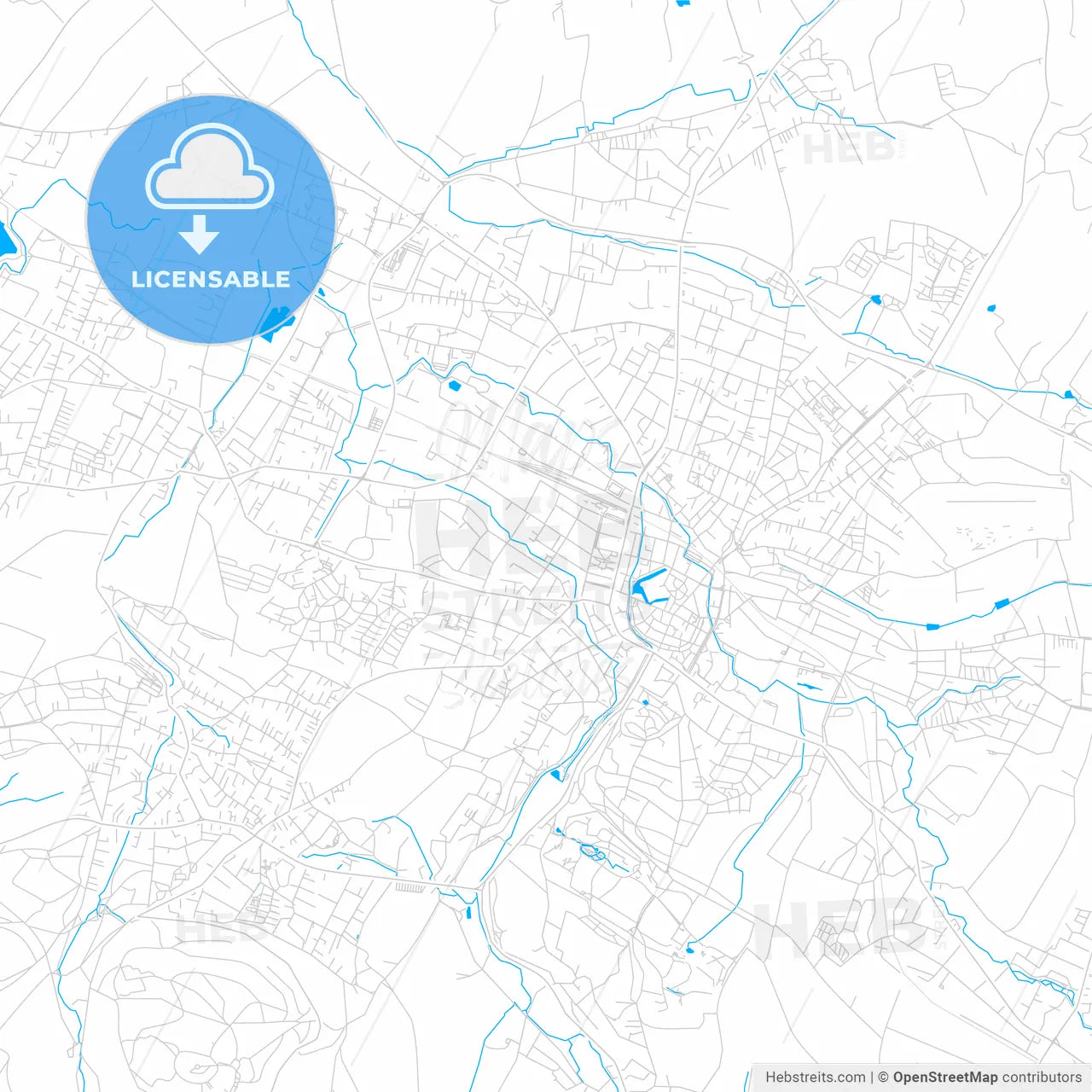 Detmold, Germany bright two-toned vector map