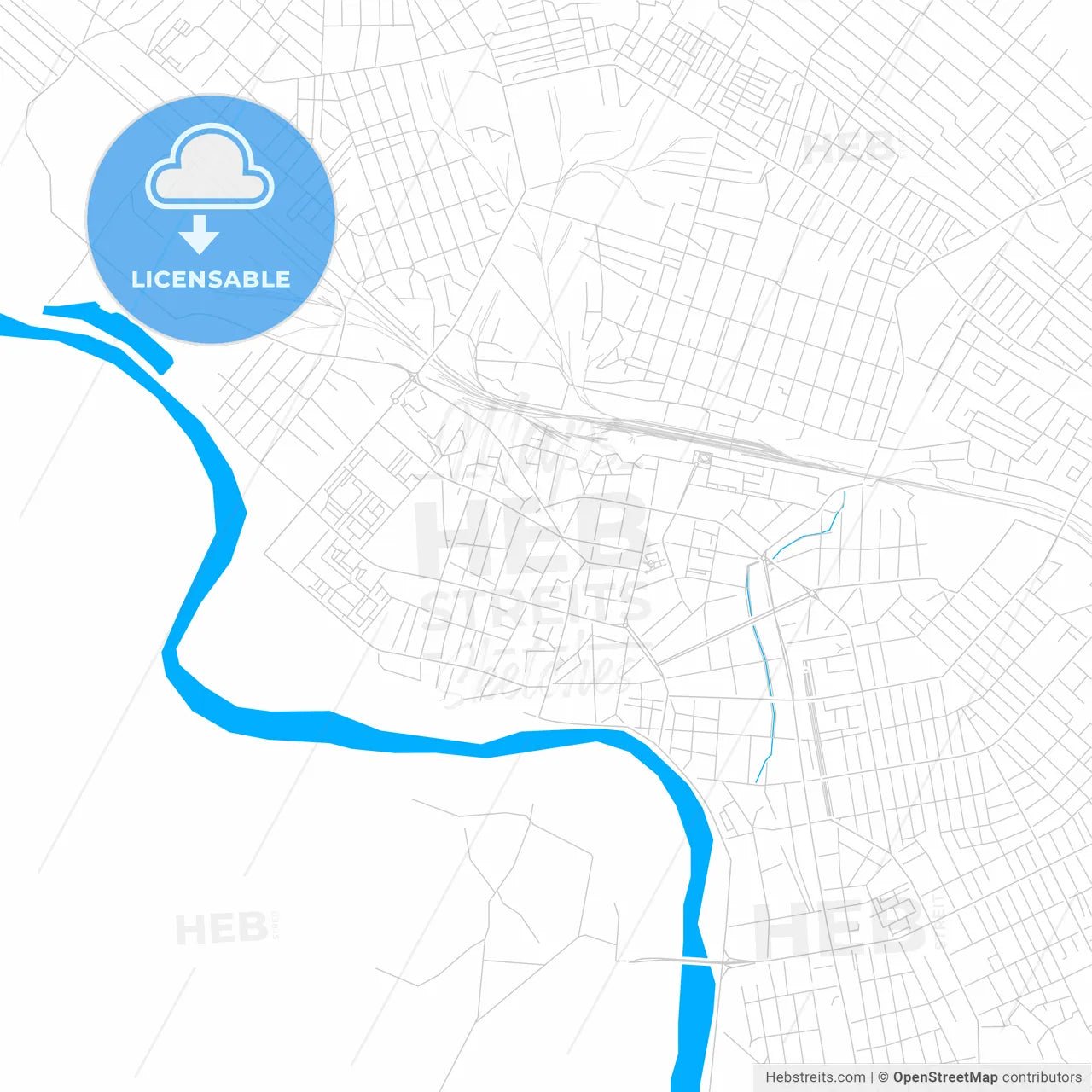 Kyzylorda, Kazakhstan bright two-toned vector map