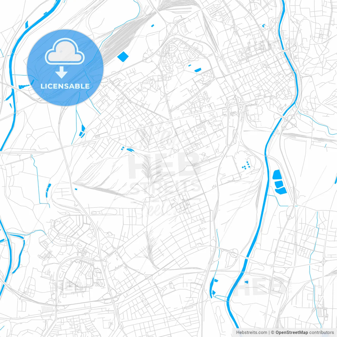 Ostrava, Czechia bright two-toned vector map