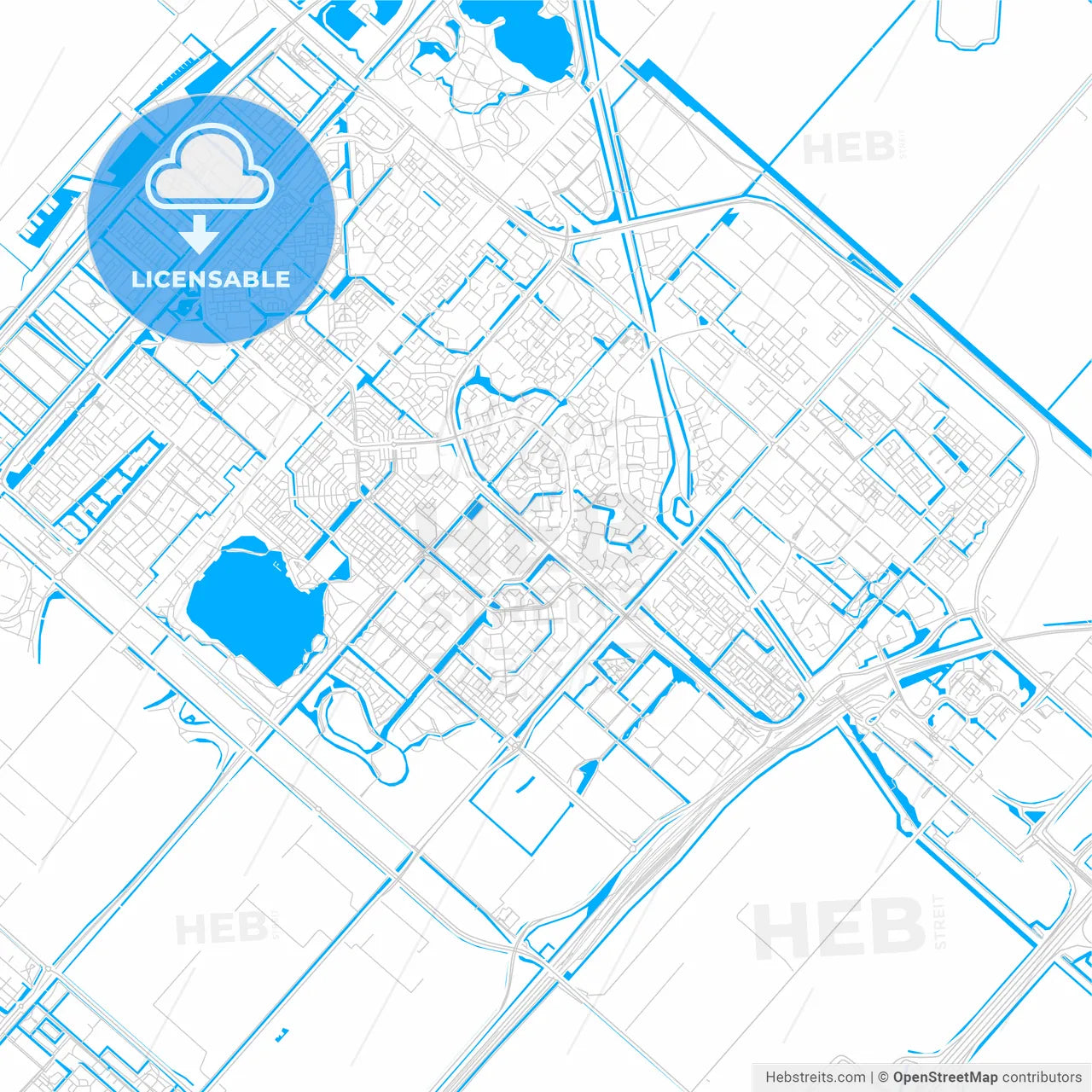 Haarlemmermeer, Netherlands bright two-toned vector map