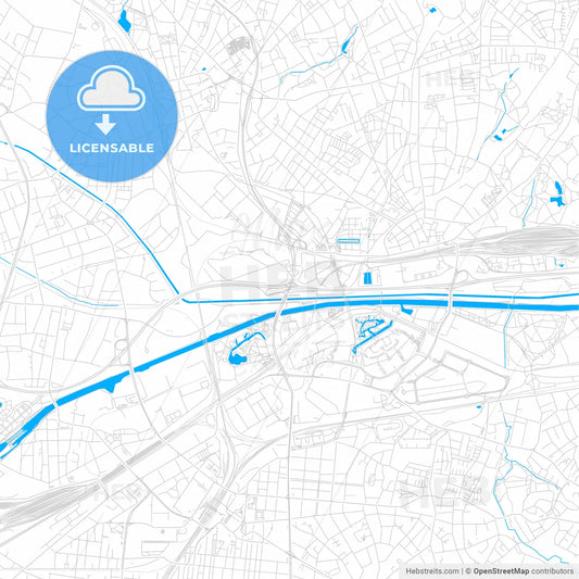 Oberhausen, Germany bright two-toned vector map