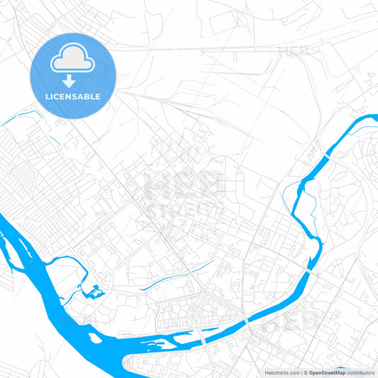 Oskemen, Kazakhstan bright two-toned vector map