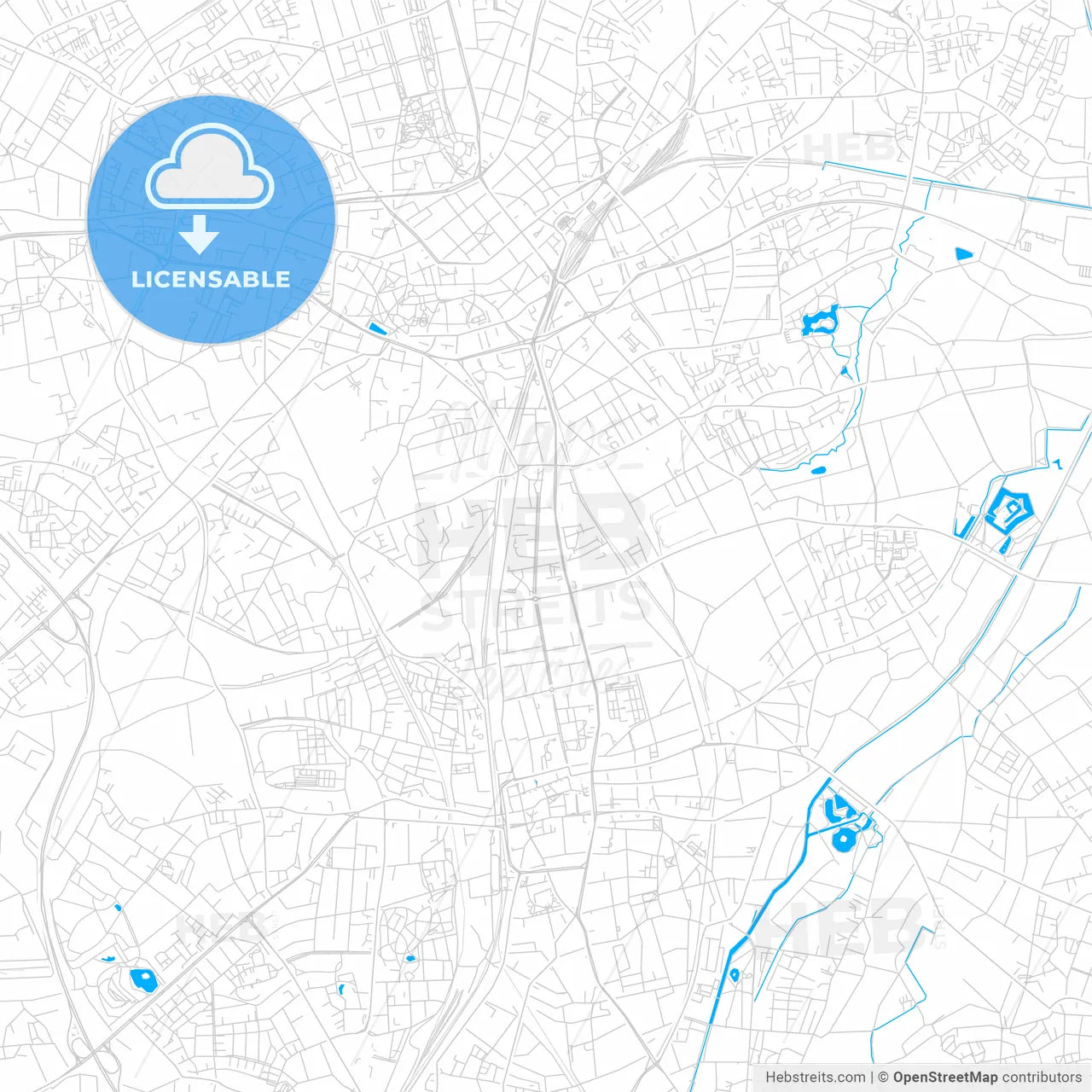 Monchengladbach, Germany bright two-toned vector map