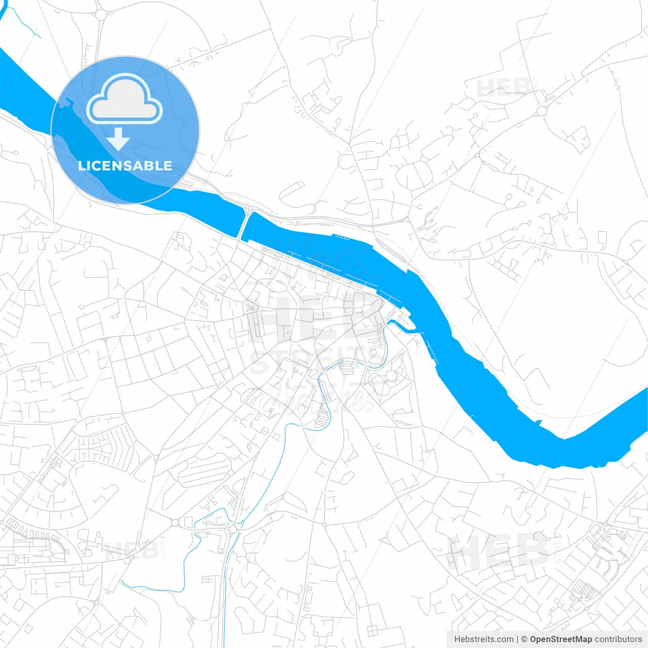 Waterford, Ireland bright two-toned vector map