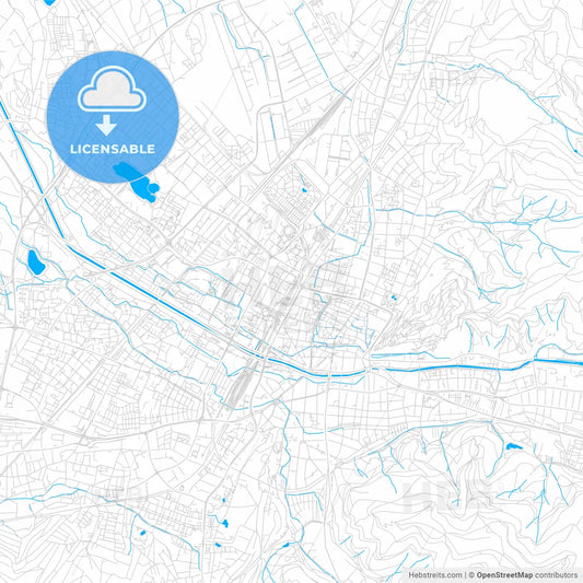 Freiburg im Breisgau, Germany bright two-toned vector map