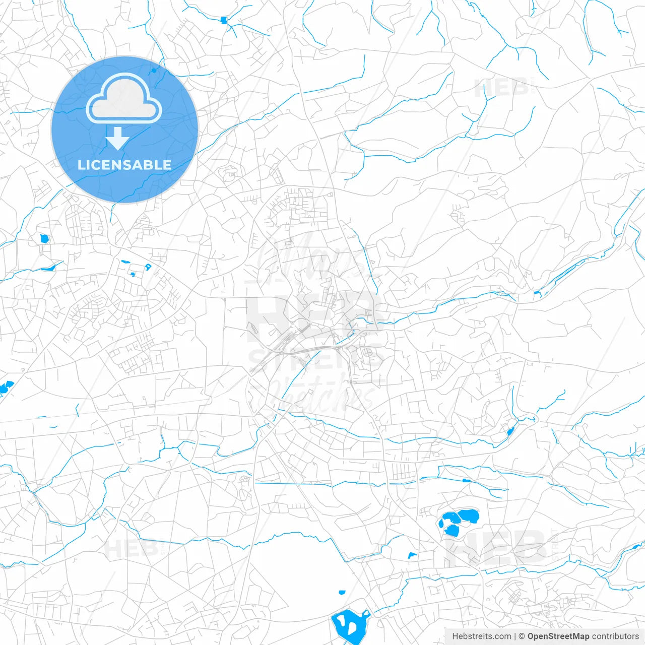 Bergisch Gladbach, Germany bright two-toned vector map