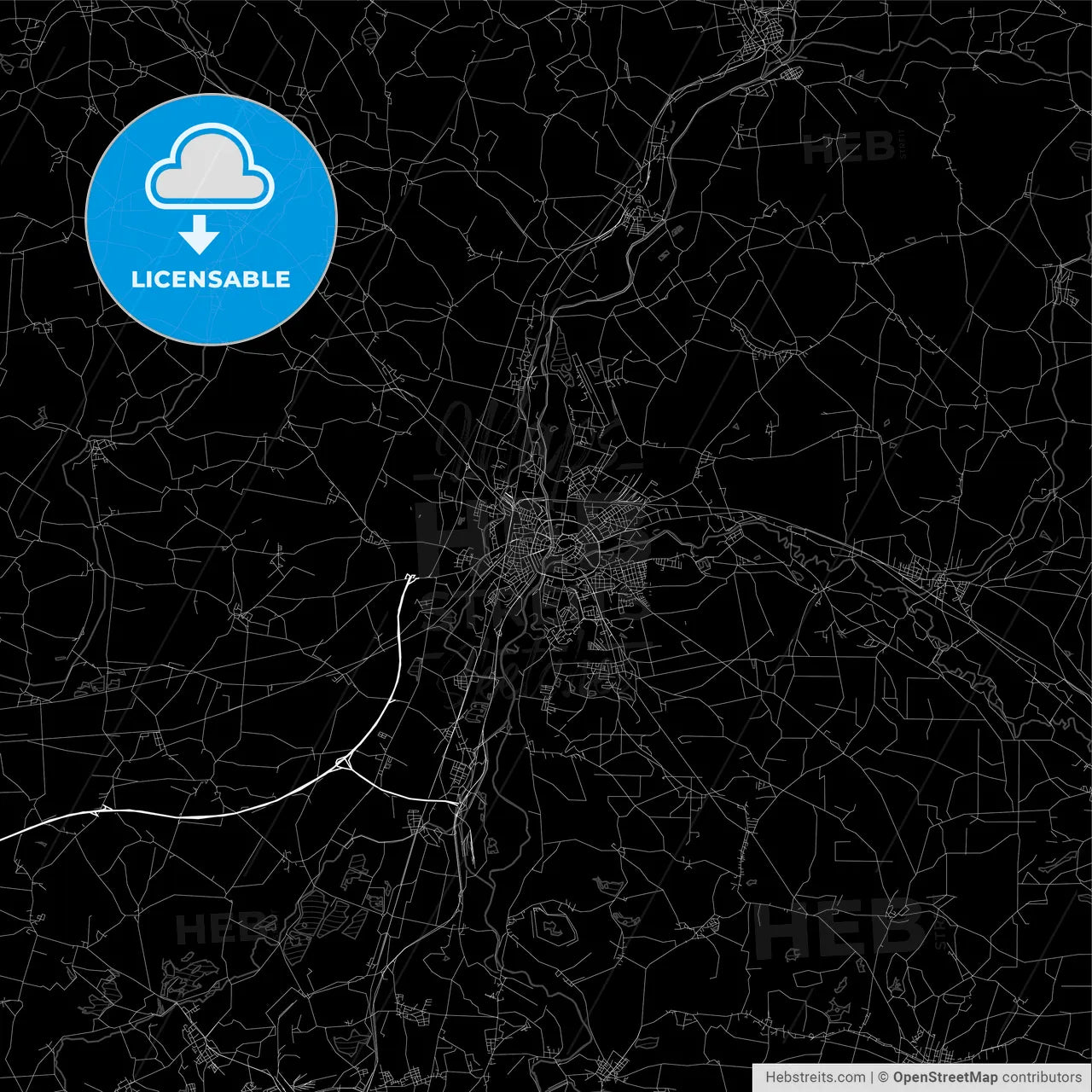 Area map of Hradec Králové, Czech Republic