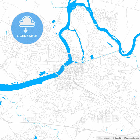 Limerick, Ireland bright two-toned vector map