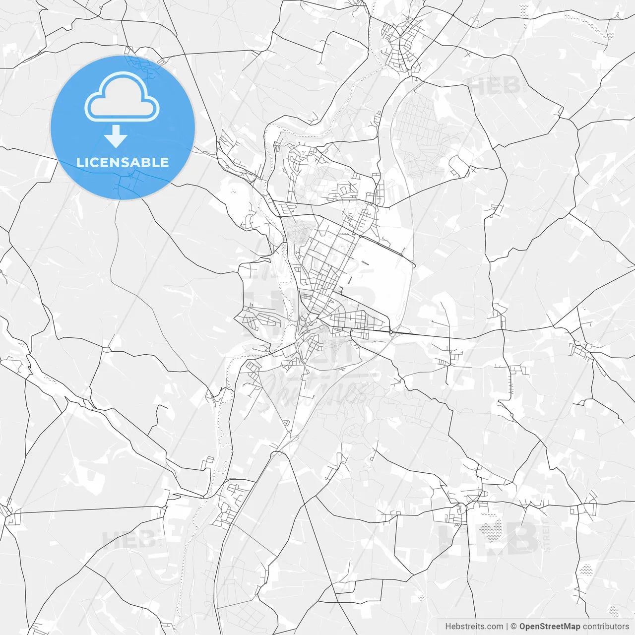 Mladá Boleslav light vector map