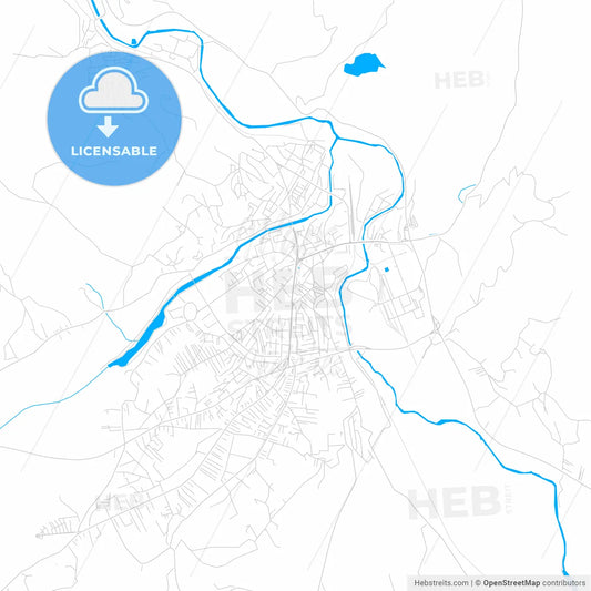 Mitrovicë / Kosovska Mitrovica, Kosovo bright two-toned vector map