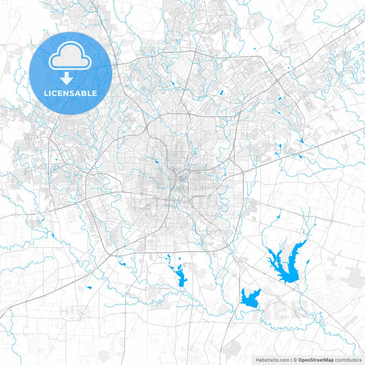 Rich detailed vector map of San Antonio, Texas, U.S.A.