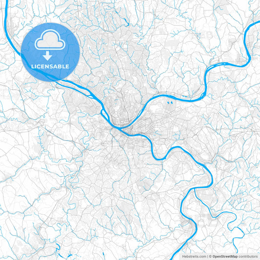 Rich detailed vector map of Pittsburgh, Pennsylvania, U.S.A.