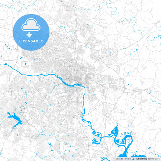 Rich detailed vector map of Richmond, Virginia, U.S.A.