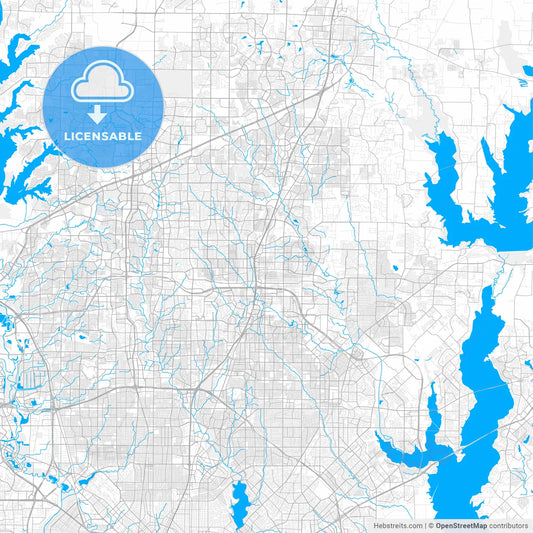 Rich detailed vector map of Plano, Texas, U.S.A.
